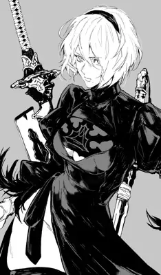 Drawing of a woman with a sword