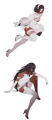 Drawing of two women in different poses