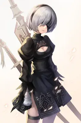 Girl in a black dress and a sword