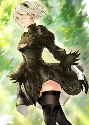 Girl in a black dress and boots