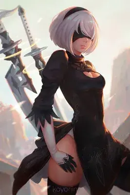 Girl in a black dress holding a sword