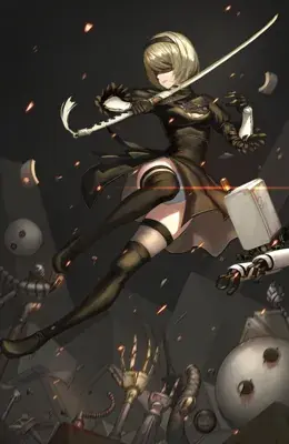 Girl in a black outfit is flying through the air