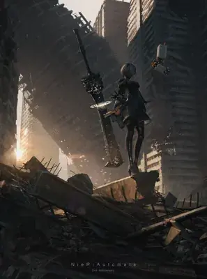 Girl in a ruined city with a gun
