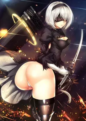 Thumbnail of Girl in black and white with a sword - Nier Art