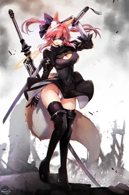 Girl with a sword and a sword in her hand