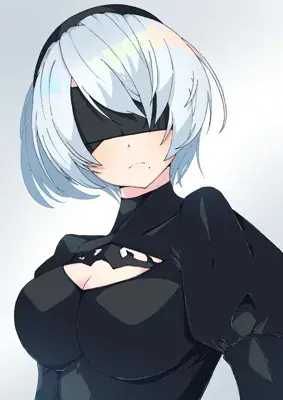 Thumbnail of Girl with white hair and black clothes - Nier Automata Fan Art