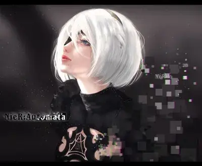 Girl with white hair and black dress