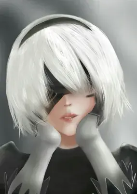Girl with white hair and black eyes