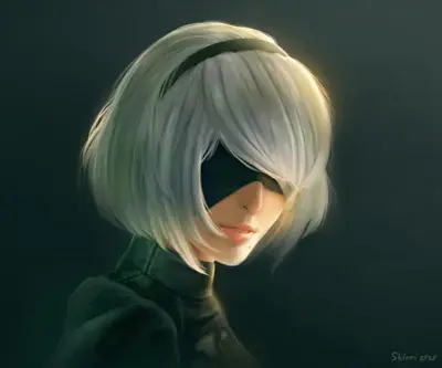 Girl with white hair and black eyes