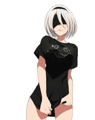 Girl with white hair and black shorts