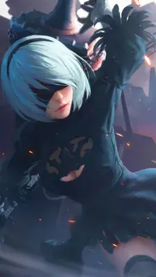 Girl with white hair and blue eyes holding a sword