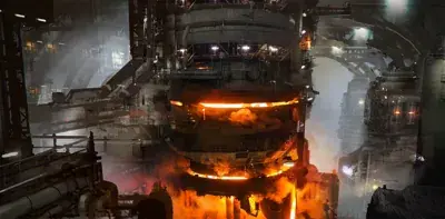 Artwork featuring the industrial factory machine core from the video game Nier Automata