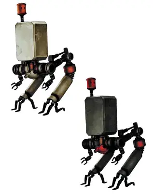 Machine enemy units from Nier Automata - digital artwork showing the iconic antagonistic robots with rectangular heads