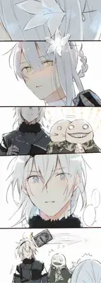 Nier and Emil from Nier Automata comic strip - digital artwork showing interaction between the characters