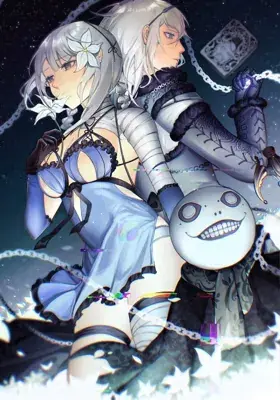 Nier and Kaine from Nier Automata standing together - digital artwork showing the iconic duo with Emil in a detailed render