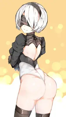 Nude girl with a black and white hair