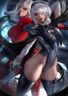 Sexy anime girl in a red outfit