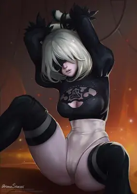 Sexy anime girl with black cats