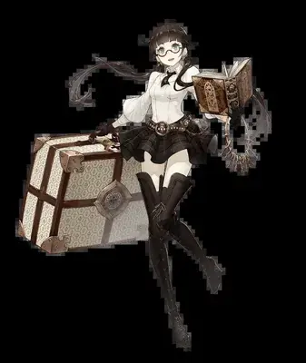 Illustration of a character with a suitcase and book.