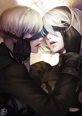 Two anime girls hugging each other girls