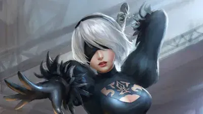 Woman in a black cat suit with her arms outstretched