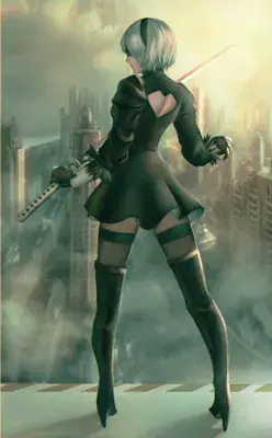 Woman in a black dress and a sword