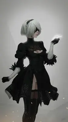 Woman in a black dress and gloves