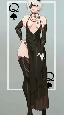 Woman in a black dress and white hair