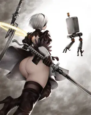 Woman in a black dress holding a sword