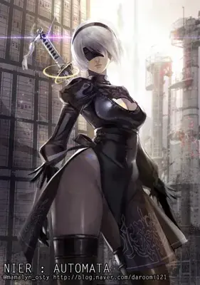 Woman in a black dress holding a sword