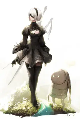Woman in a black dress standing on a hill