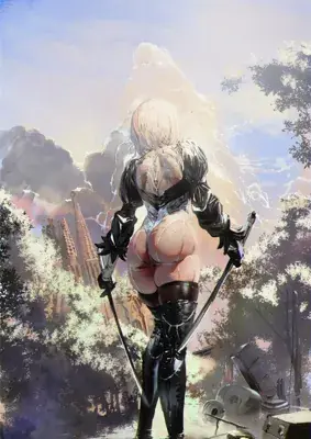 Woman in a black outfit and boots is standing on a rock