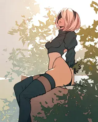 Woman in a black top and black pants