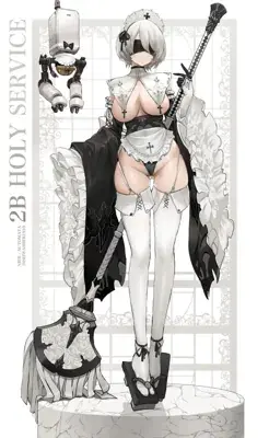 Woman in a white dress and black and white outfit with a sword