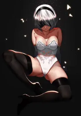 Woman in a white dress and black stockings