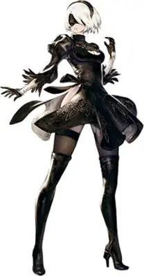 Woman in black and white clothes with a black cape