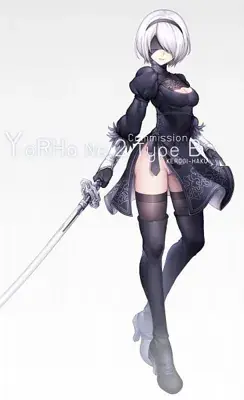 Woman in black clothes holding a sword