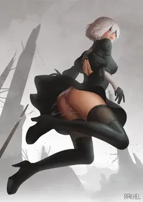 Woman in black is flying through the air