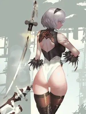 Woman with a sword and a dog