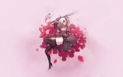 Woman with a sword and flowers