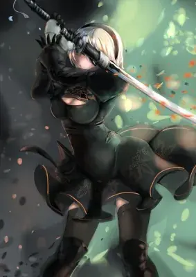 Thumbnail of Woman with a sword in her hand - Nier Art