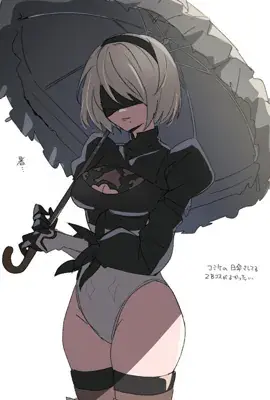 Woman with an umbrella and a gun