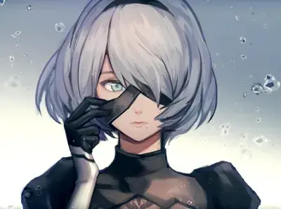 Woman with white hair and a black top