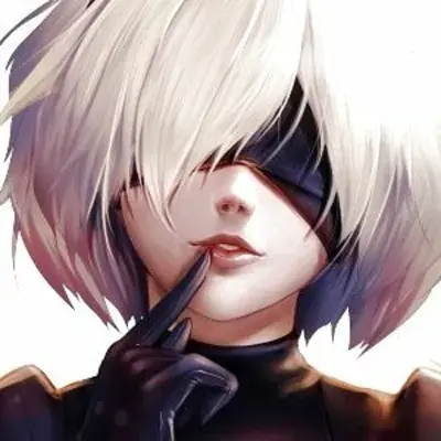 Woman with white hair and black gloves