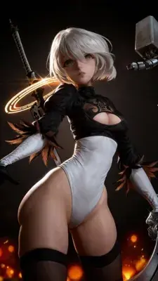 Thumbnail of YoRHa 2B: Dramatic Low Angle Battle Render