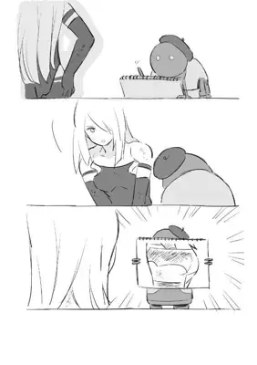 A2 from Nier Automata being sketched by a machine - digital artwork showing android character art in a simple drawing style
