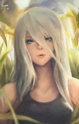 A2 from Nier Automata A2 Portrait - digital artwork showing android warrior in signature outfit