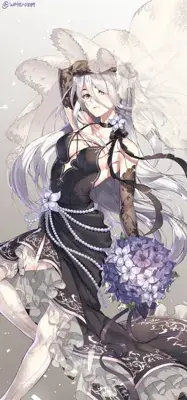 2B from Nier Automata in a bridal gown digital artwork showing android warrior in signature outfit