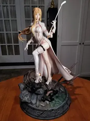 Commander from Nier Automata figure display - digital artwork showing android leader in signature outfit
