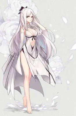 2B from Nier Automata in a custom white flowing outfit - digital artwork showing android warrior in signature style